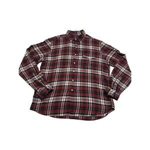 Ralph Lauren Shirt Vintage Mens Large Red‎ Flannel Plaid Long Sleeve #L11-2